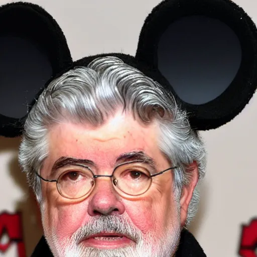 Image similar to george lucas. mickey mouse ears