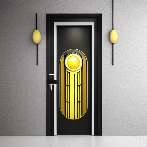 Prompt: photograph hyper realistic art - deco sci - fi door