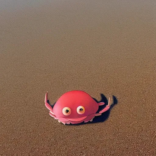 Prompt: A cute smiling crab on the beach, cute digital art by Quint Buchholz