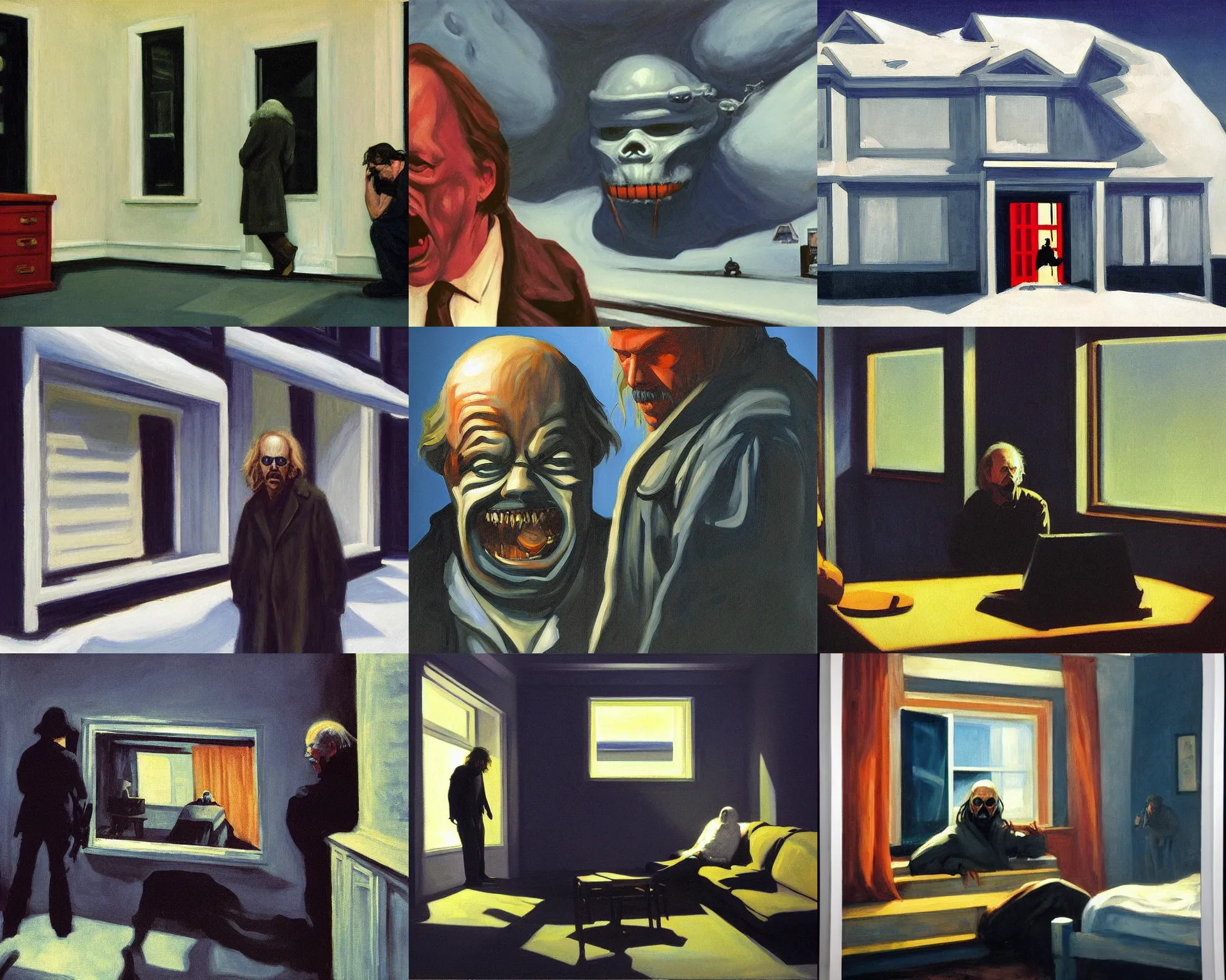 Prompt: John Carpenter's The Thing, painted by Edward Hopper