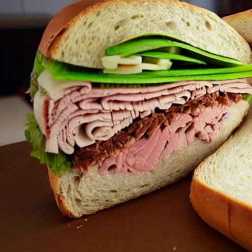 Prompt: a subway sandwich containing only a whole tuna