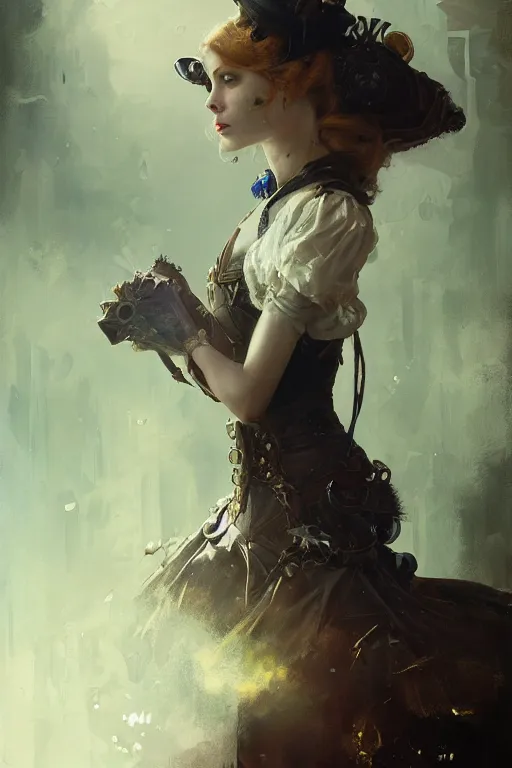 Prompt: cinderella, steampunk, oil painting, darkness, paint texture, digital painting, highly detailed, artstation, sharp focus, illustration, concept art, ruan jia, charlie bowater, tom bagshaw, norman rockwell