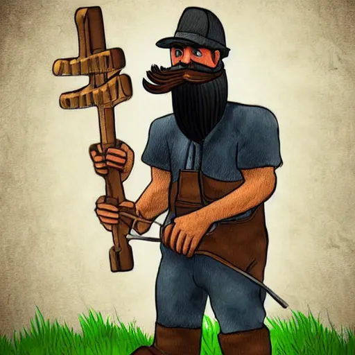 Image similar to Retro coal miner with a long beard coal mining for Bitcoin coins with a pickaxe. Extremely detailed. Award winning digital art. Intense.