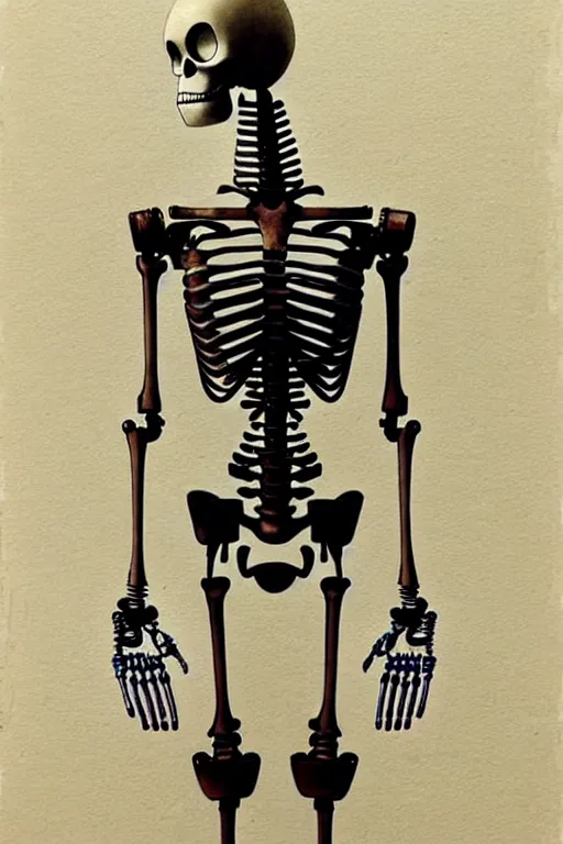 Prompt: ( ( ( ( ( 1 9 5 0 s retro future robot skeleton. muted colors. ) ) ) ) ) by jean - baptiste monge!!!!!!!!!!!!!!!!!!!!!!!!!!!!!!