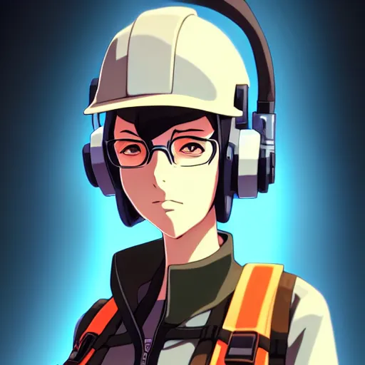 Image similar to beautiful makoto shinkai anime style digital painting portrait of engineer woman from team fortress 2 by valve, 4 k, 8 k, hd, high resolution, highly detailed, intricate detail, ultra realistic faces, digital art, trending on artstation, team fortress 2, your name, weathering with you