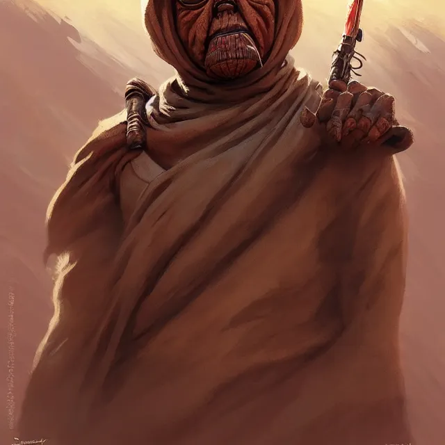 Image similar to sandpeople tusken raider by stanley artgerm lau, wlop, rossdraws, frank frazetta, andrei riabovitchev, marc simonetti