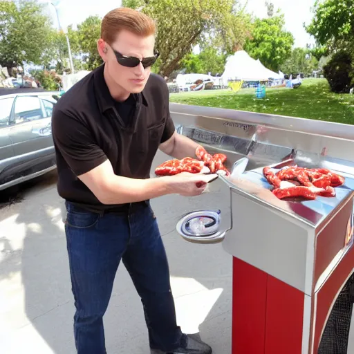 Image similar to wesker operating a hotdog stand