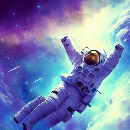 Image similar to an astronaut floating in a beautiful nebula,digital art,ultra realistic,ultra detailed,art by greg rutkowski,HD wallpaper,4k