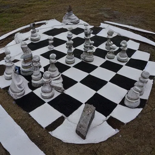 Prompt: giant megalith chess