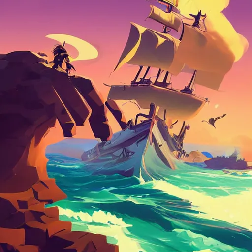 Image similar to painting treasure on sea of thieves game smooth median photoshop filter cutout vector, behance hd by jesper ejsing, by rhads, makoto shinkai and lois van baarle, ilya kuvshinov, rossdraws global illumination