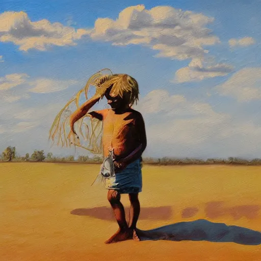 Image similar to starvation oil painting illustration