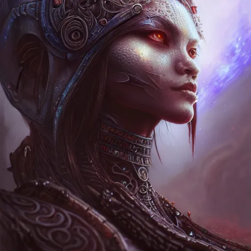 Image similar to a highly detailed long shot photo of chthonic warcraft female character by ayami kojima, beksinski, giger, intricate, digital painting, artstation, intricate, concept art, smooth, sharp focus, illustration