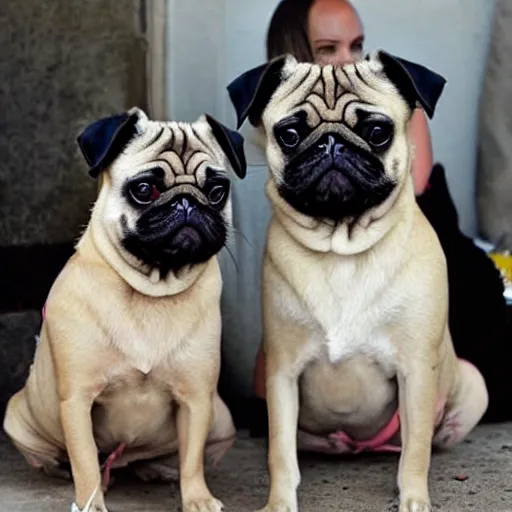 Prompt: a pug that looks like angelina jolie