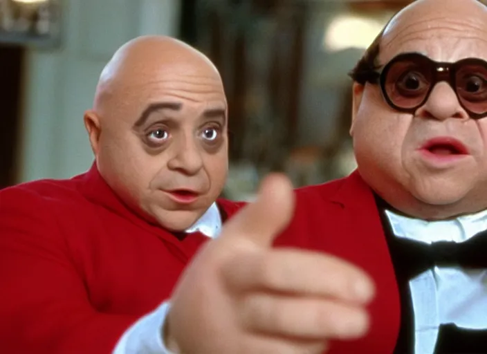 Image similar to film still of Danny Devito as Mini Me from Austin Powers