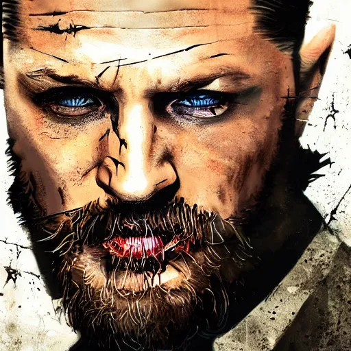 Image similar to Tom Hardy in wolverine suit Digital art 4K quality Photorealism