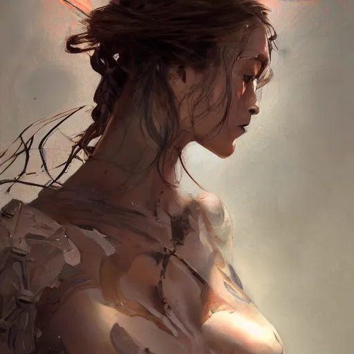 Image similar to tattoo design, a professional painting of a beautiful young female, partially clothed in battle armor, olive skin, long dark hair, beautiful bone structure, symmetrical facial features, intricate, elegant, digital painting, concept art, smooth, sharp focus, illustration, from Metal Gear, by Ruan Jia and Mandy Jurgens and Greg Rutkowski and Artgerm and William-Adolphe Bouguerea and artgerm, cat girl, anime