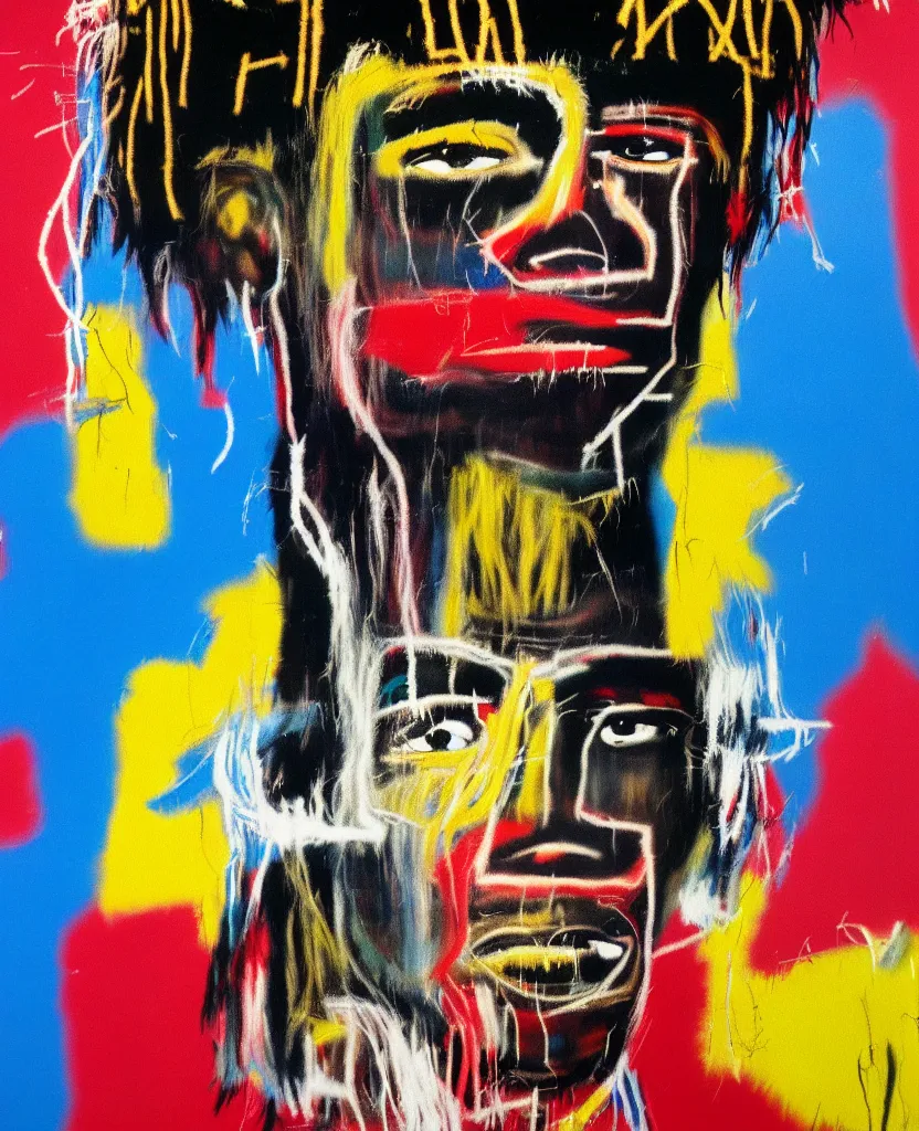 Image similar to medium format photo of ( basquiat ) ( kurt cobain ), color, photorealistic, hyperdetailed, 8 k