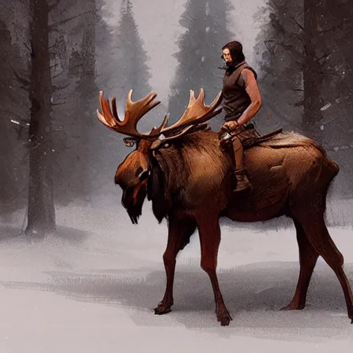 Image similar to combination of moose and man by greg rutkowski