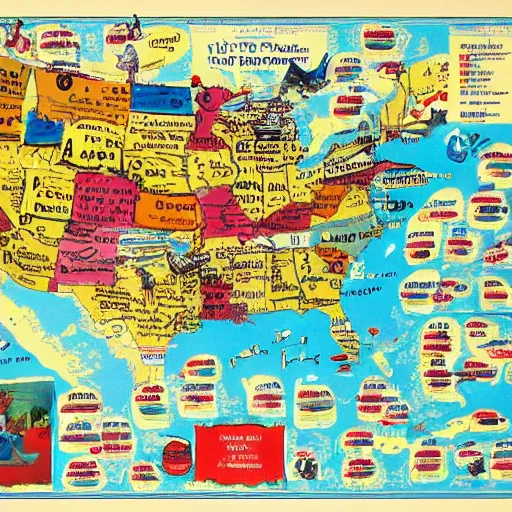 Prompt: a doctor seuss map of the united states