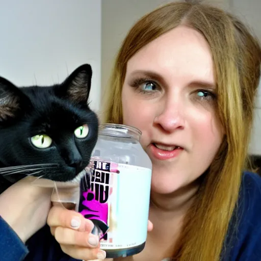 Image similar to the cat karakl drinks an energy drink