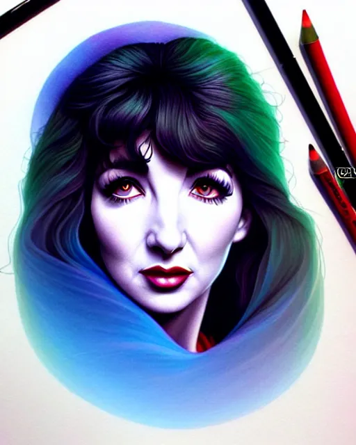 Image similar to richly detailed color illustration kate bush illustrated by artgerm and mina petrovic and timothy kong and marina federovna. 3 d shadowing