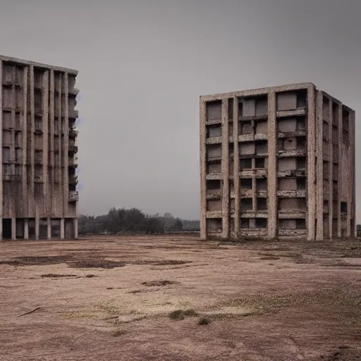 Prompt: brutalist building turning into meat, post apocalyptic, painted by beksinski