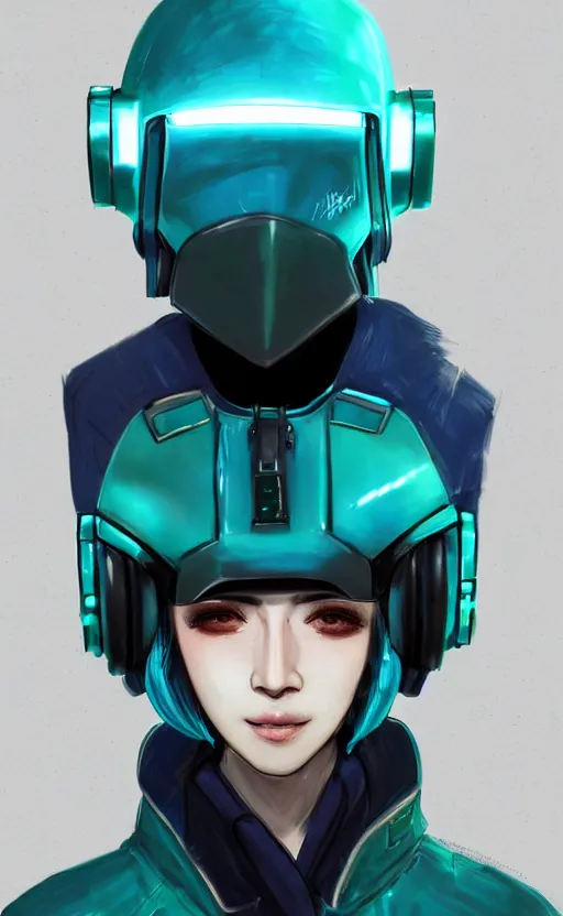 Prompt: wearing the cyberpunk vr helmet of the northern star, fashion, fancy suit, cosmic nova, expensive clothing, professional, teal helmet, naxy blue suit, illustration, style of yoshitaka amano, illustration, artstation, pixiv