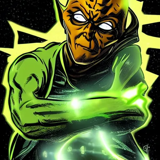 Image similar to reverse flash mixed with yoda