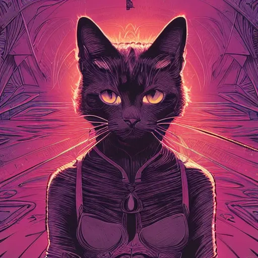 Prompt: artwork by kilian eng, john william waterhouse, awesome cat, 4 k