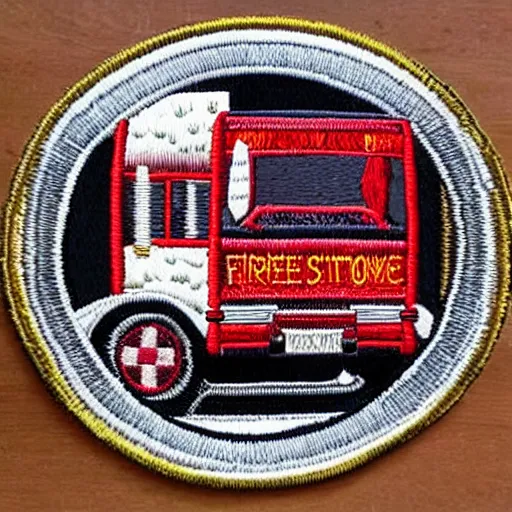 Image similar to simple et detailed fire station flame embroidered patch retro design