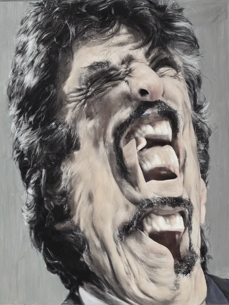 Image similar to portrait of al Pacino laughing by Ben aronso, oil on canvas