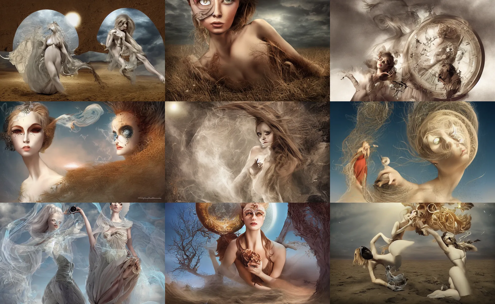 Prompt: hour glass, sand, wind, light rays, coherent composition, by Natalie Shau, by Mark Brooks