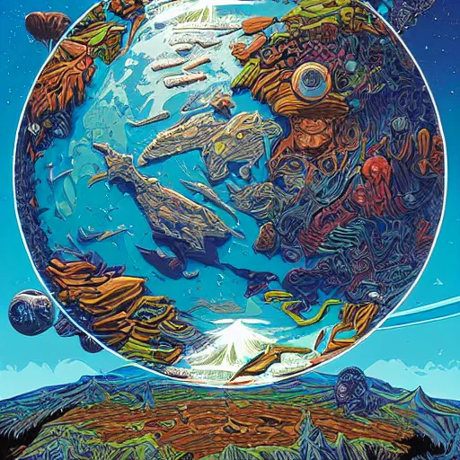 Image similar to Planet Earth, by Dan Mumford and Sandra Chevrier, 4k