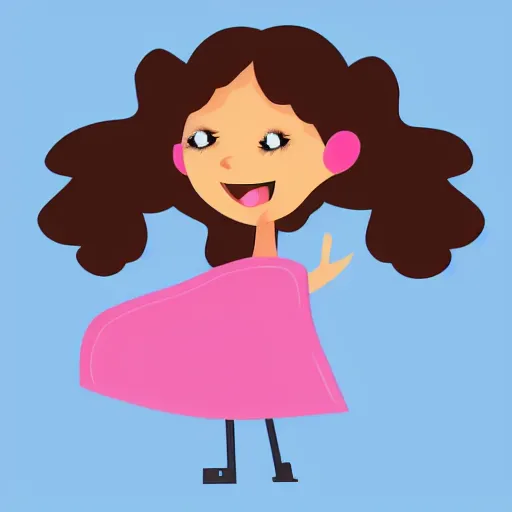 Prompt: super excited young girl, vector graphic, illustration, adobe illustrator,