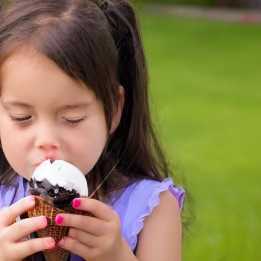 Image similar to photo of little girl eating an ice cream