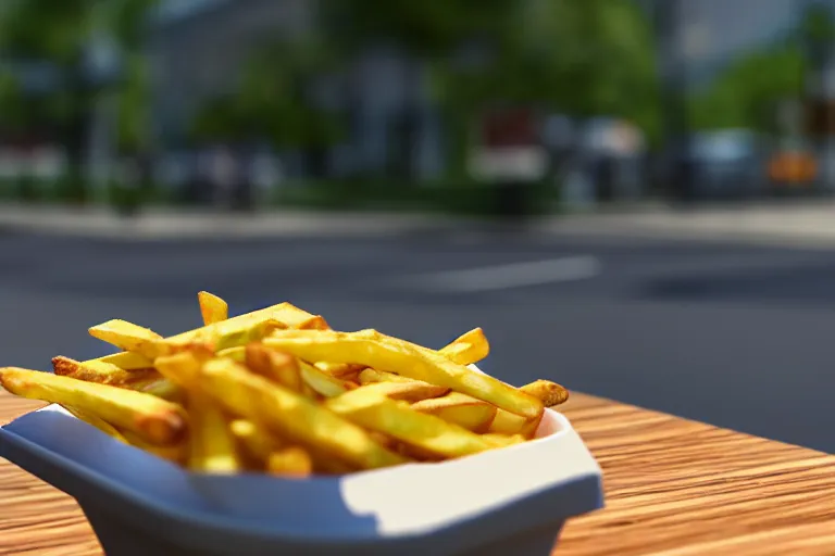 Image similar to best fries, best mayonnaise, best weather, best light, best drink. super realistic 8 k render