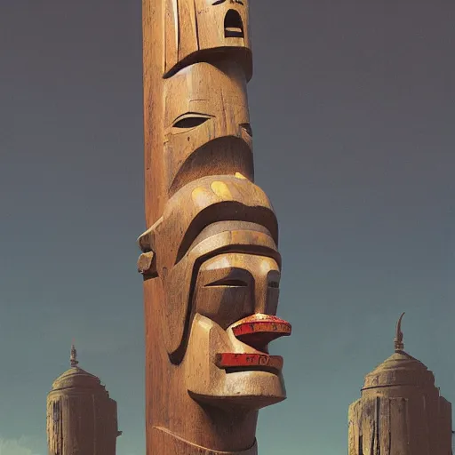 Prompt: a mask that looks like a totem pole by genndy tatakovsky and greg rutkowski