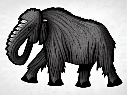 Prompt: stylized wooly mammoth!!! sports logo!!! black and white logo design sketch