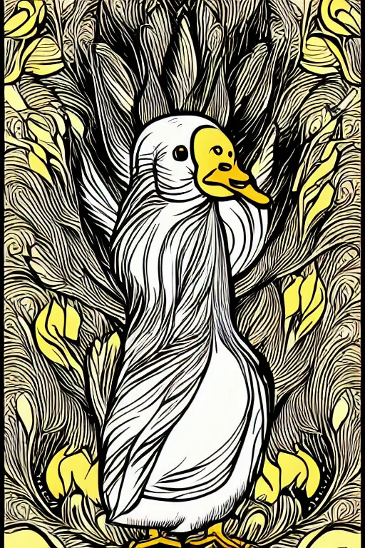 Image similar to a vector illustration of a duck goddess