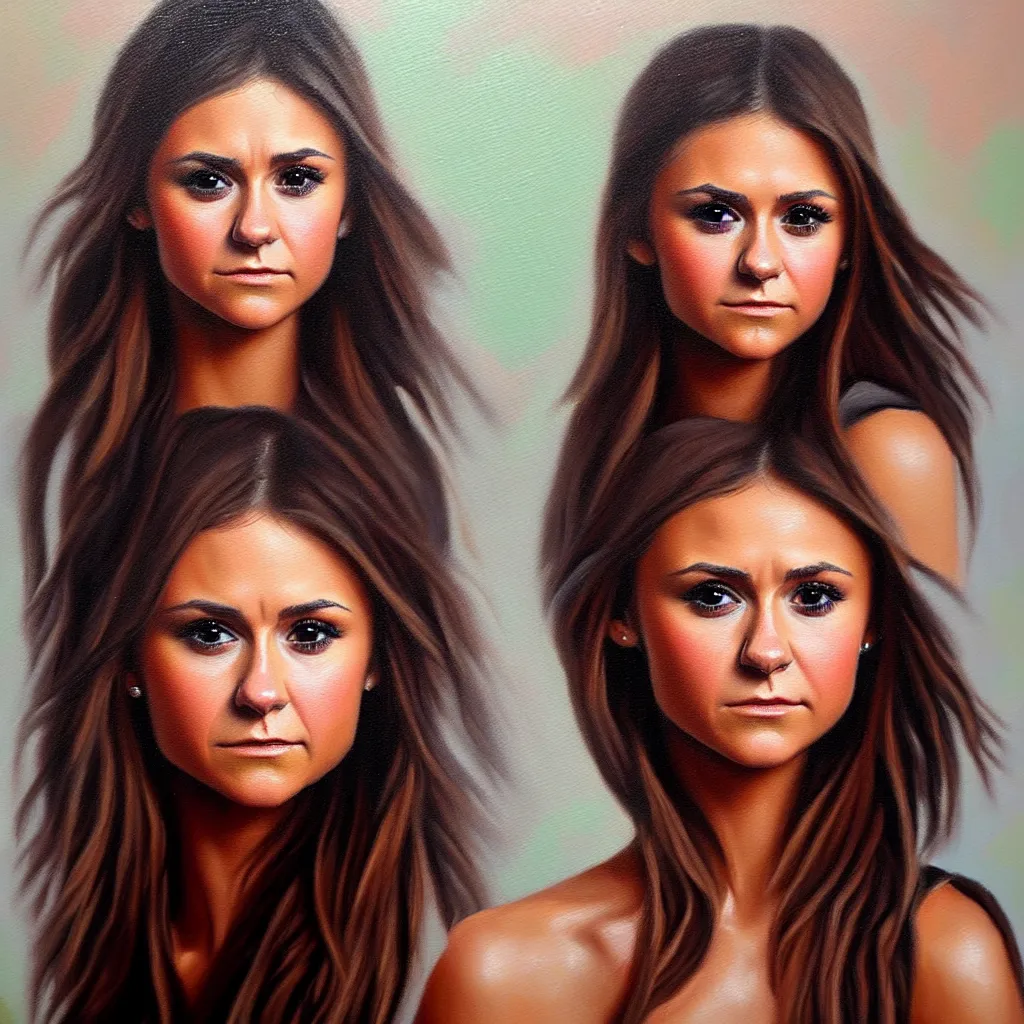 Prompt: a hyperrealistic oil painting image of teenage nina dobrev