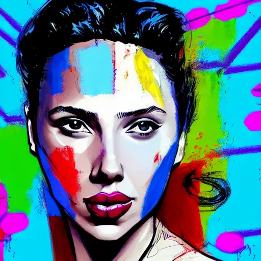 Prompt: colorful sketch, ultra detailed, fashion, magic, beautiful woman, appearance of gal gadot kiss scarlett johansson, surreal decorations, in style of jean - michel basquiat, trending on artstation