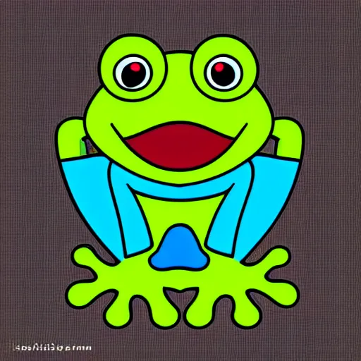 Prompt: a cute frog, digital art, iconic icon, 2 d vector logo, cartoon, t - shirt design