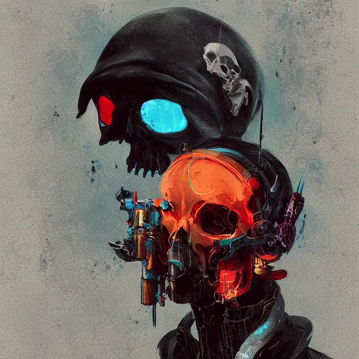 Image similar to a beautiful painting of a cyberpunk skull by sergey kolesov and nekro and pascal blanche and rhads. in style of colorful comic noir illustration, symmetry, sci fi, hyper detailed. octane render. trending on artstation