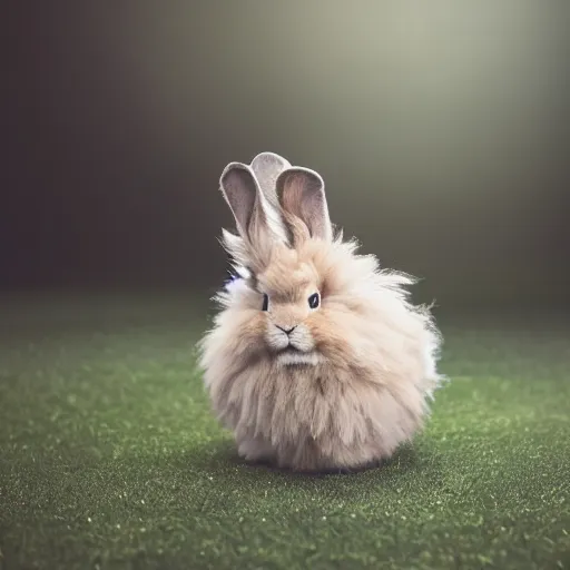 Prompt: lionhead rabbit in a suit, professional photoshoot