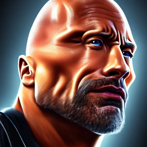 portrait of dwayne johnson, expressive pose