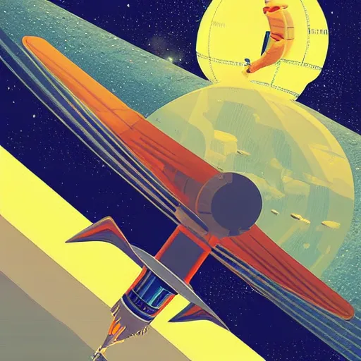 Image similar to retrofuturistic illustrations of space travel by mehmet reha tugcu from behance