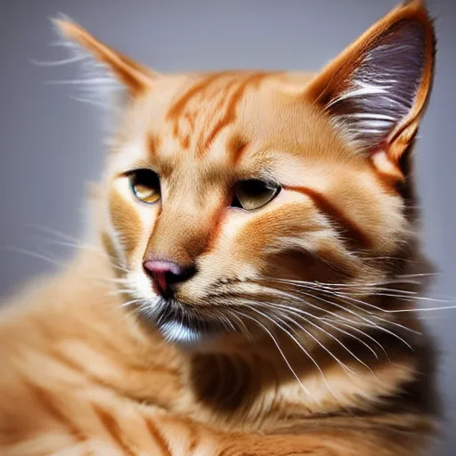 Prompt: a feline golden retriever - cat - hybrid, animal photography