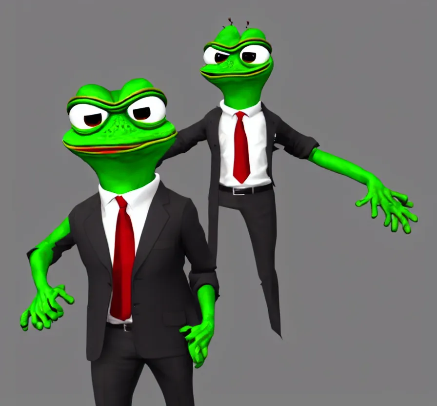 Prompt: pepe in business suit, unreal engine, artstation