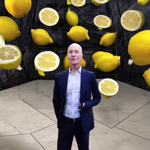 Prompt: lemon with the face of jeffrey bezos