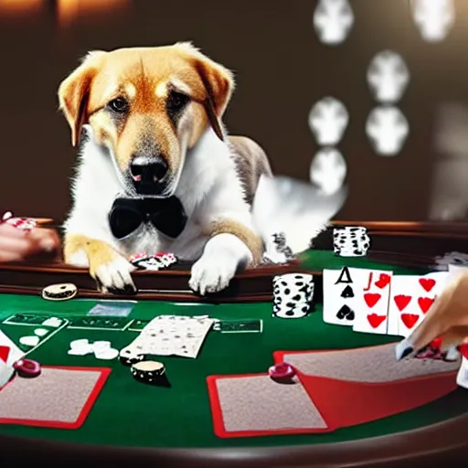 Image similar to a dog playing poker